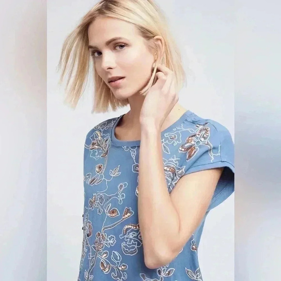 Anthropologie Akemi + Kin Hildie Sequined Top Size XXSP - Picture 3 of 8